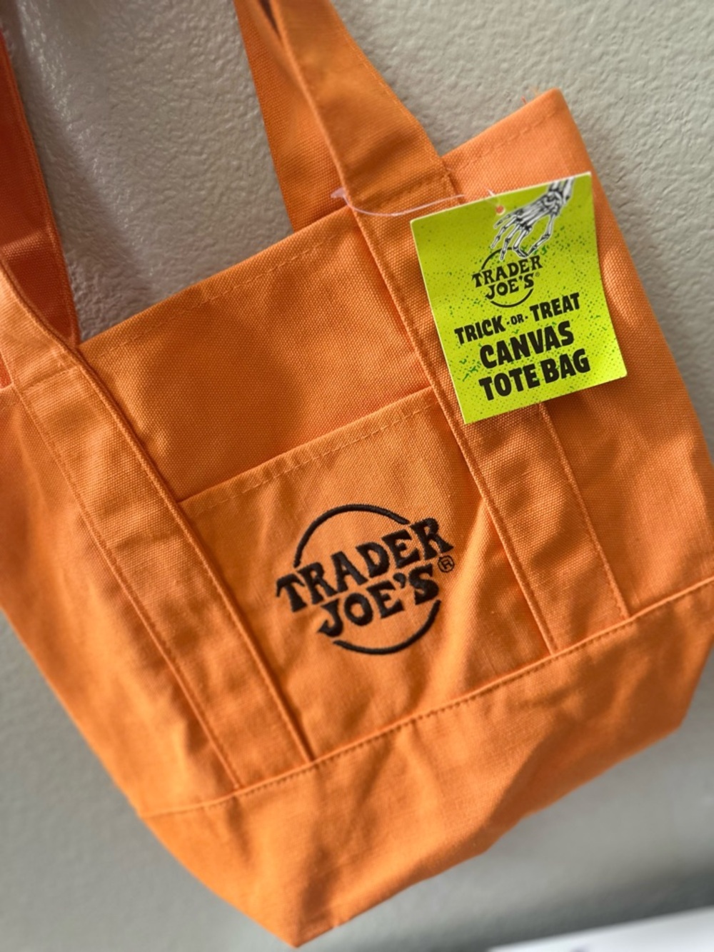 Trader Joe's Orange Canvas Mini Tote Bag